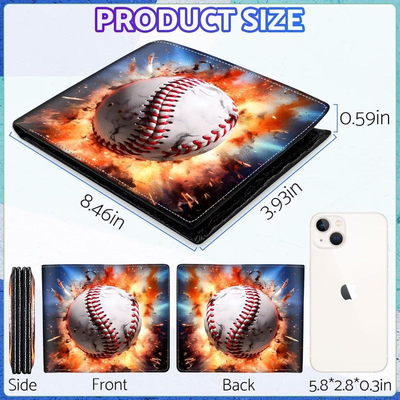 ZHIMEBYE Boys Wallet for Kids, Cool Kids Wallet for Boys Ages 8-10 9-12 11-15, Funny Baseball Leather Bifold Rfid Blocking, Coin Pocket Id Window for Teen Men Youth Guys Birthday Christmas Gifts - Image 2